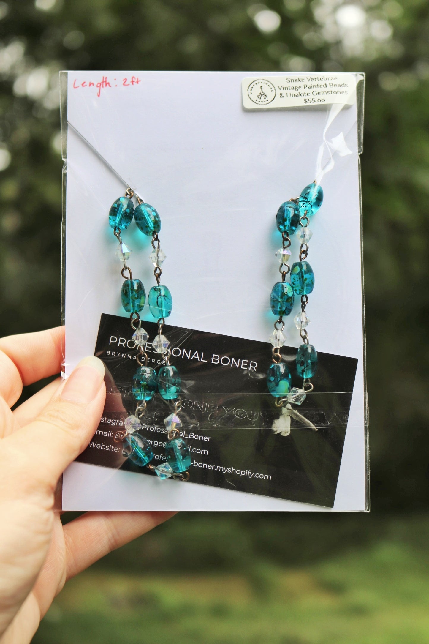 Glasses Chain Blue Painted Beads (snake vertebrae)