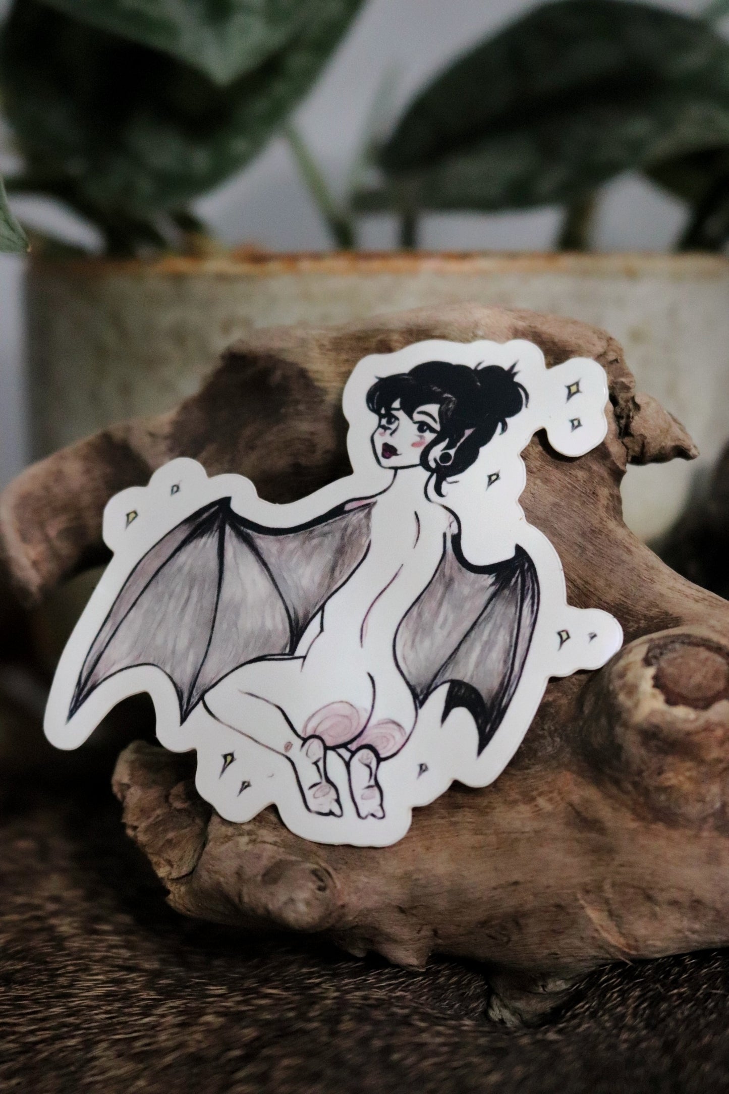Bat Pin-Up Girl Vinyl Sticker