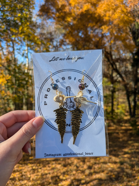 Cat Vertebrae Fern Earrings (on hold)