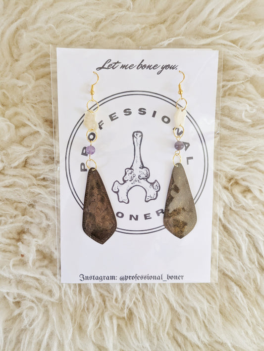 Feral Cat Vertebrae Cap Earrings