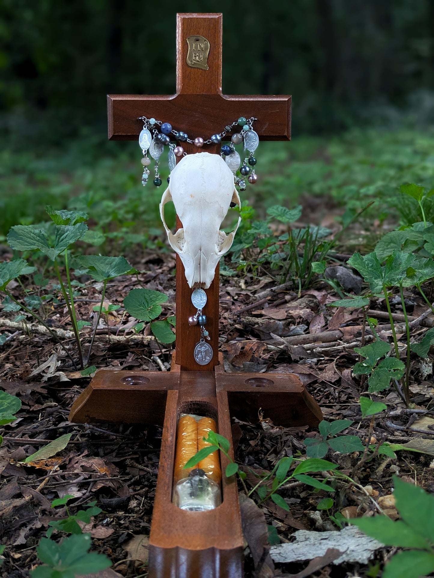 Last Rites Raccoon Skull Crucifix