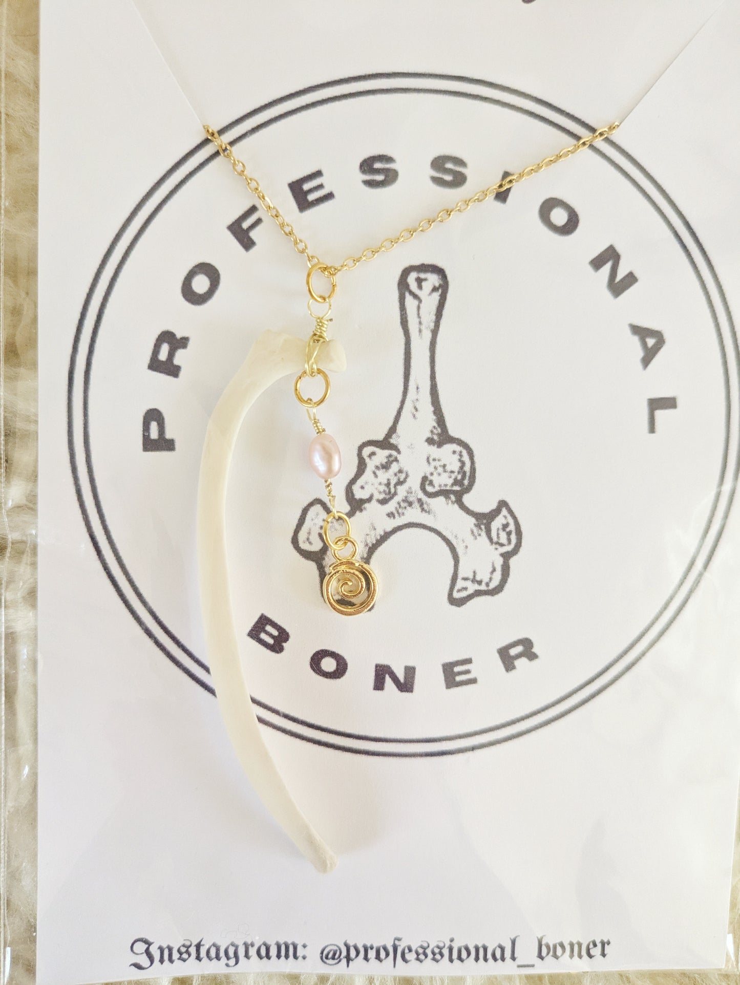 Feral Cat Rib & Pearl Necklace