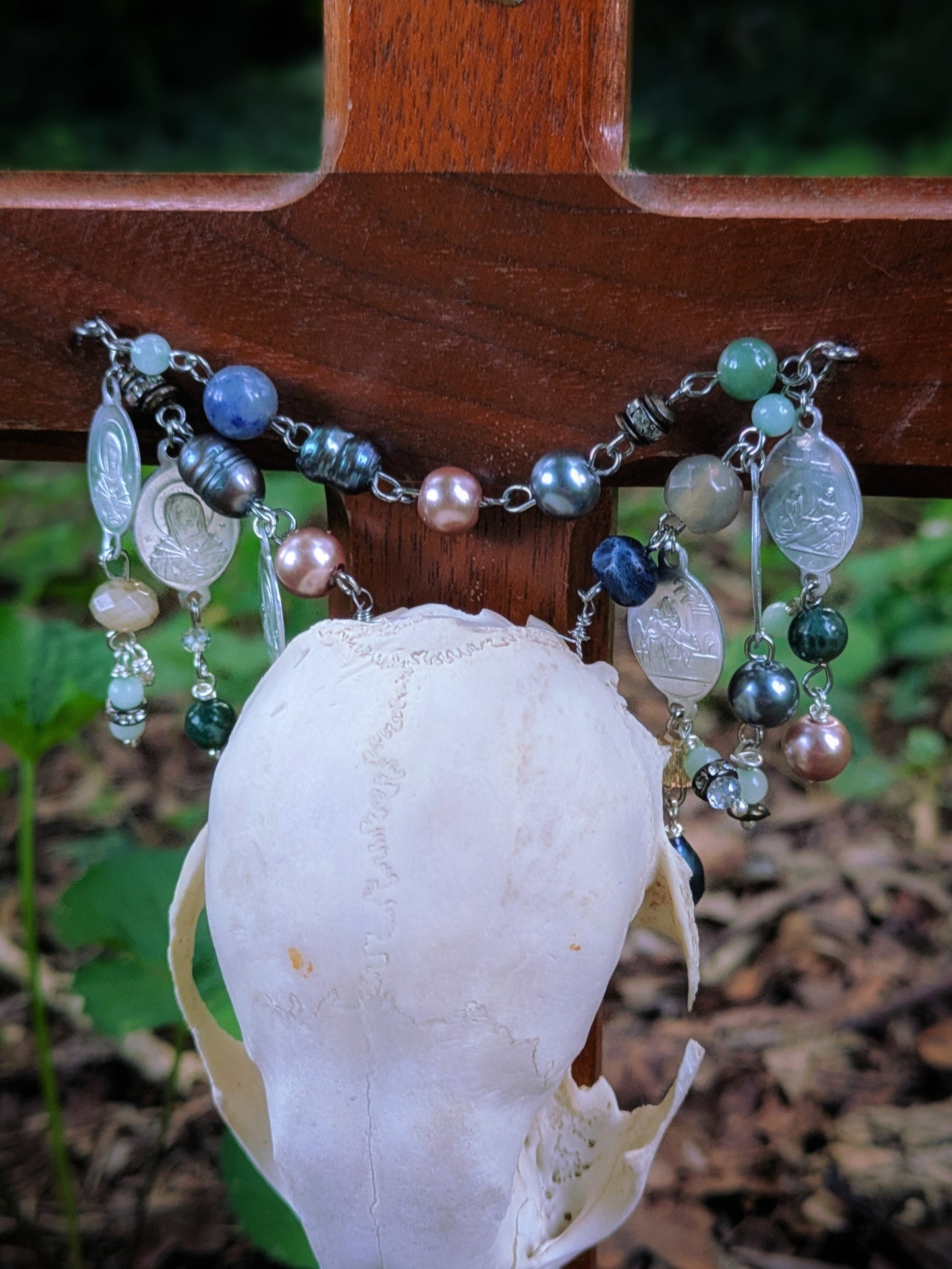 Last Rites Raccoon Skull Crucifix