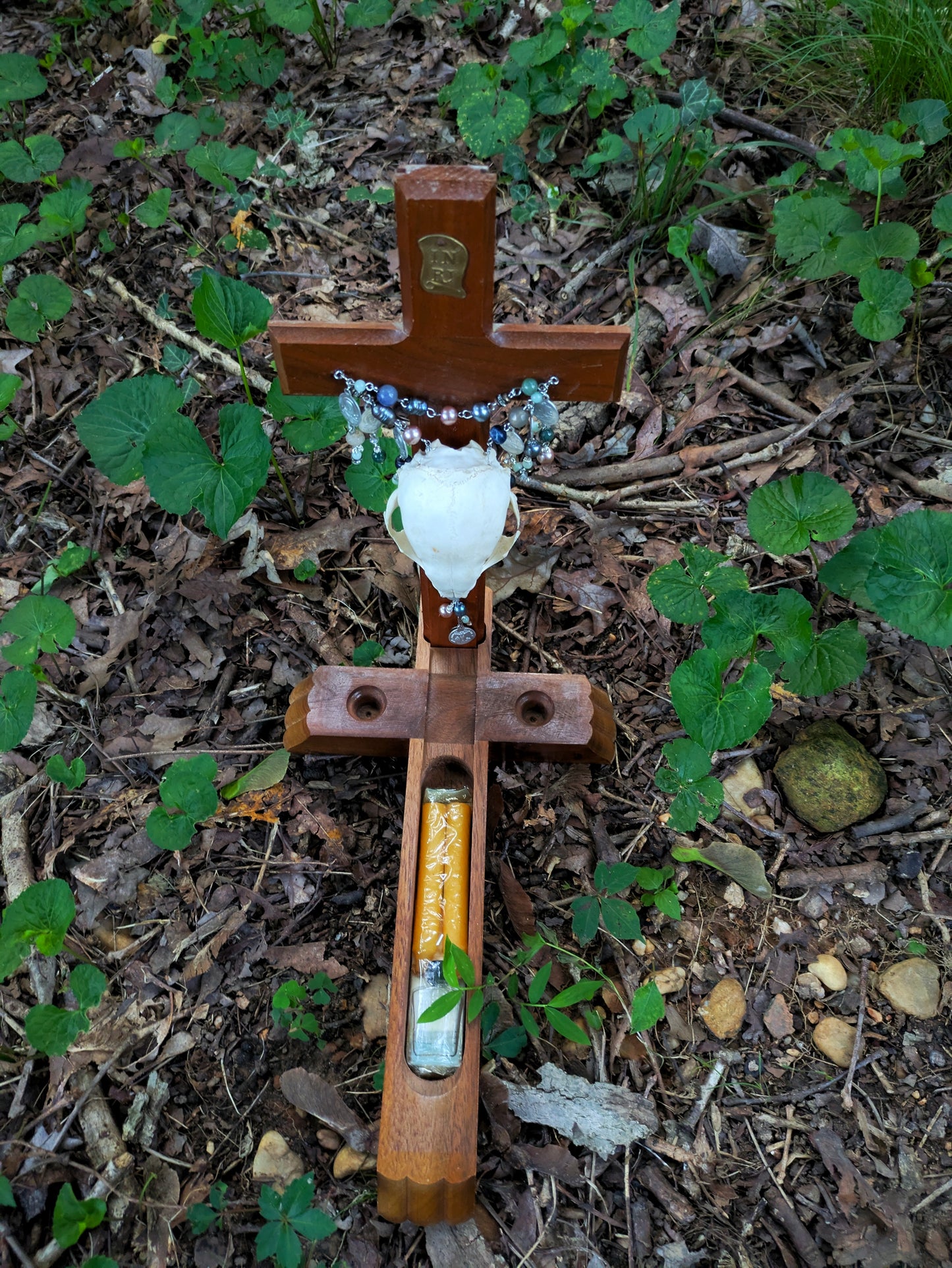 Last Rites Raccoon Skull Crucifix