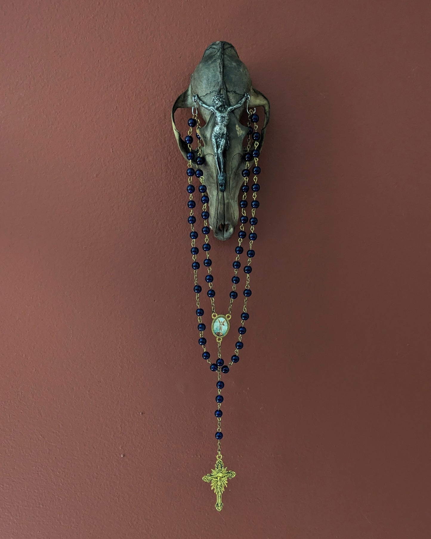 Fox Skull Crucifix Rosary Holder