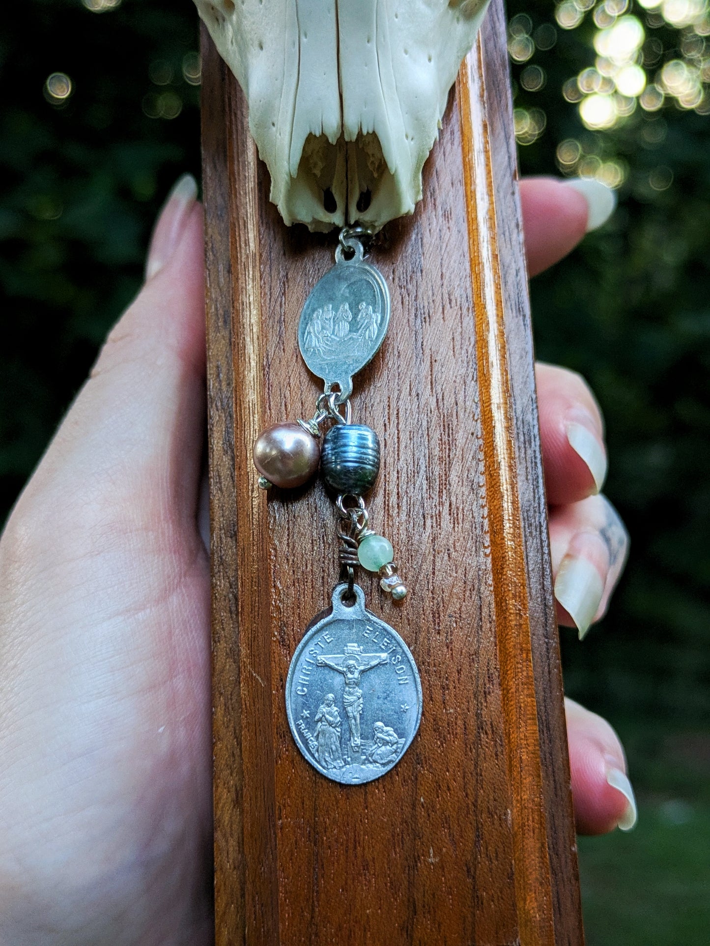 Last Rites Raccoon Skull Crucifix