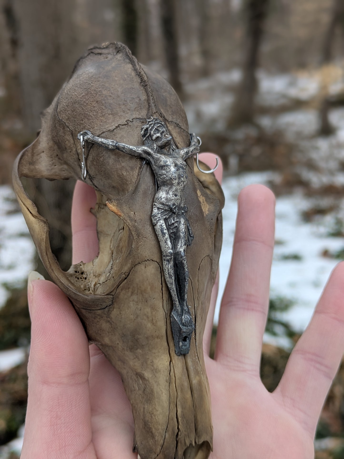 Fox Skull Crucifix Rosary Holder